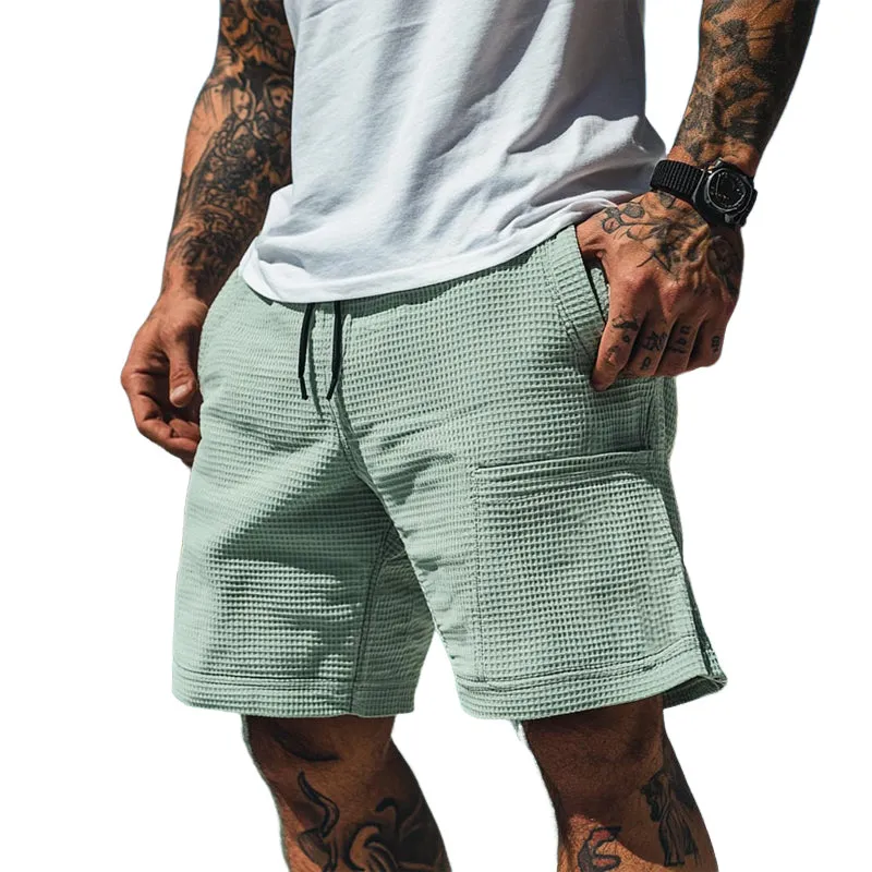 Men's Solid Waffle Elastic Casual Shorts MTA2608E7X sold by Manly