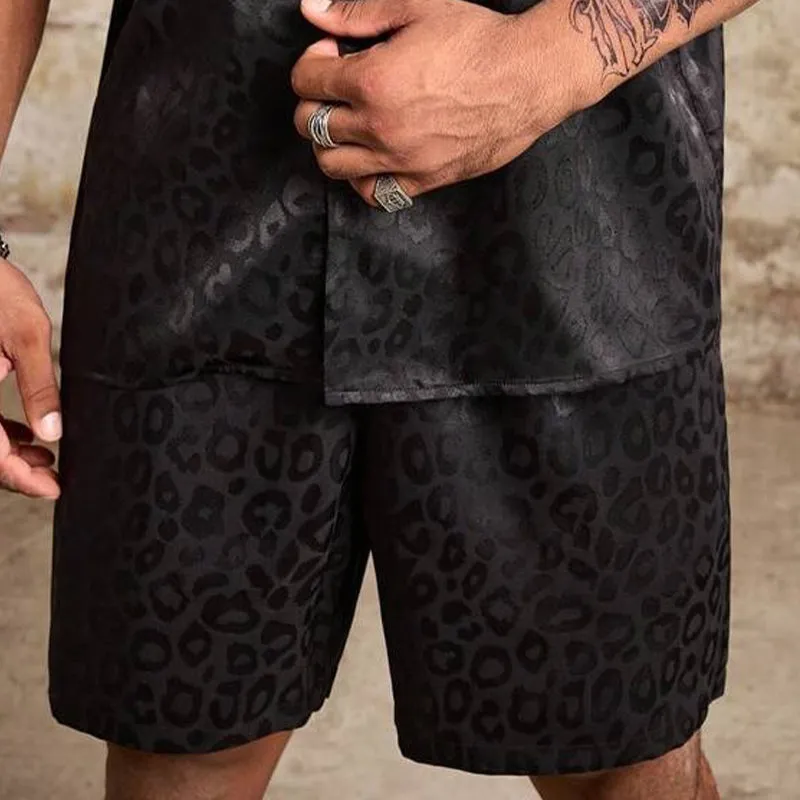 Men's Satin Leopard Print Short Sleeve Lapel Shirt MTA2606E8X sold by Manly product image thumbnail 3