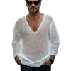 Men's Summer Fashion Breathable Hollow Knitted Mesh Long Sleeve T-shirt MTA2479E7P sold by Manly