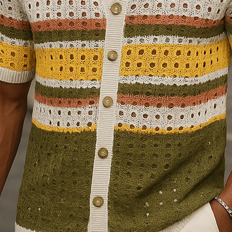 Men's Summer Breathable Hollow Ice-Cool Silk Knitted Short-Sleeved Casual Shirt MTA2405E8P sold by Manly product image thumbnail 4