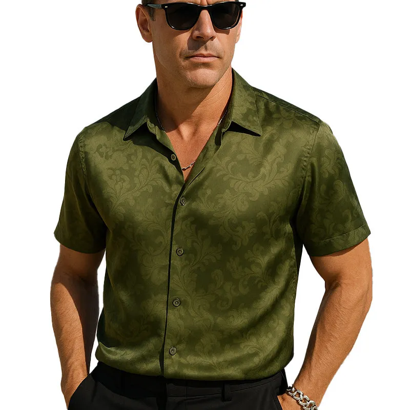 Men's Summer Fashion Comfortable Printed Satin Short Sleeve Shirt MTA2650E9P sold by Manly