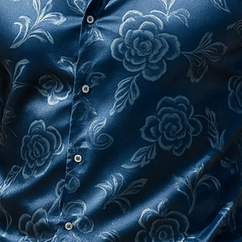 Men's Summer Comfort Simple Printed Satin Short Sleeve Shirt MTA2685E0P sold by Manly product image thumbnail 3
