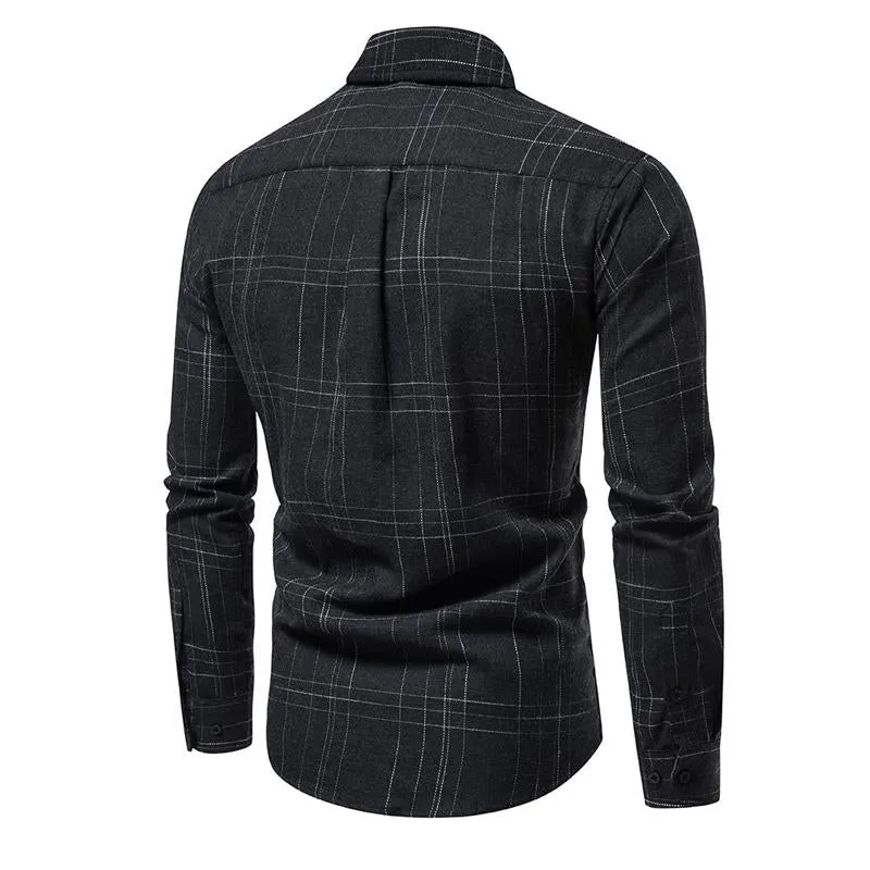 Men's Plaid Long Sleeve Shirt Simple Lapel Shirt 77199736X sold by Manly product image thumbnail 3