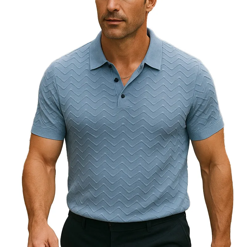 Men's Summer Fashion Textured Knitted Short-sleeved Polo Shirt MTA2858E7P sold by Manly