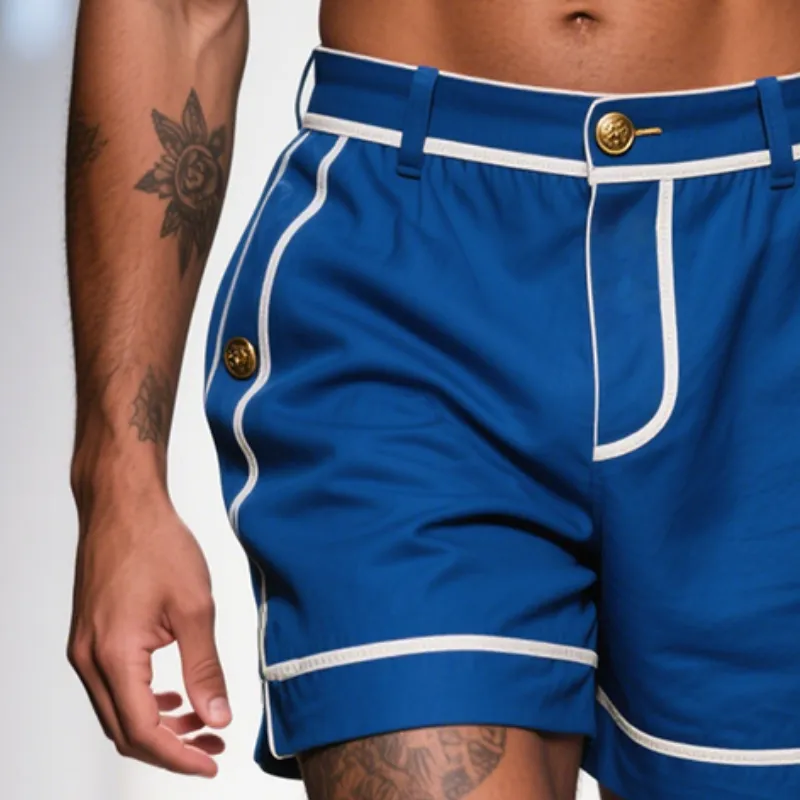 Men's Retro Casual Stripe Print Metallic Decorated Shorts MTA2967E2TO sold by Manly product image thumbnail 3