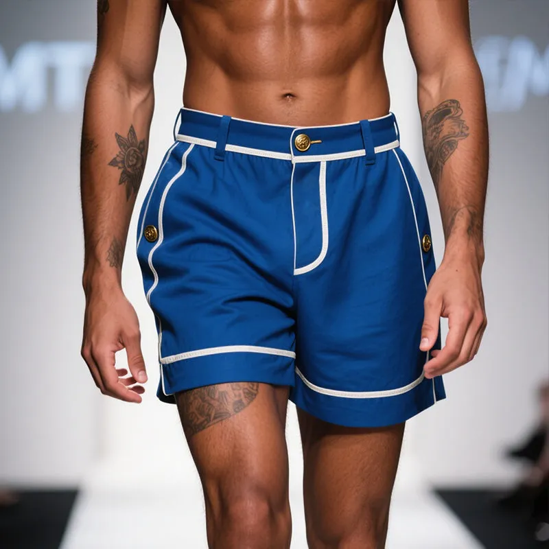 Men's Retro Casual Stripe Print Metallic Decorated Shorts MTA2967E2TO sold by Manly product image thumbnail 2