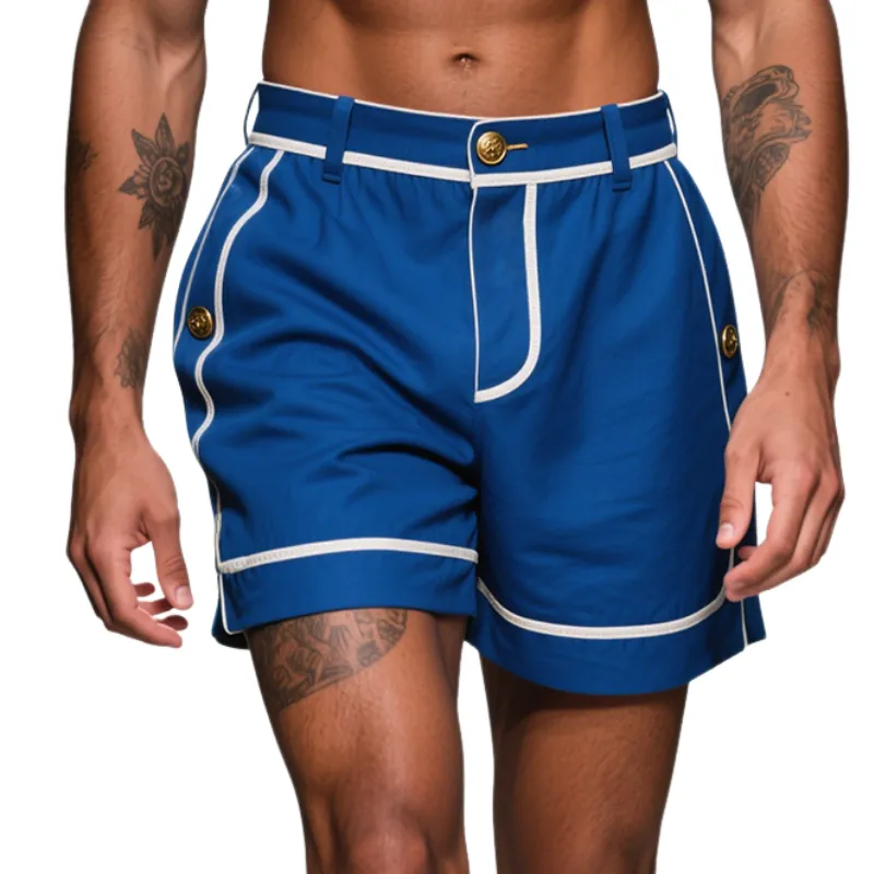 Men's Retro Casual Stripe Print Metallic Decorated Shorts MTA2967E2TO sold by Manly