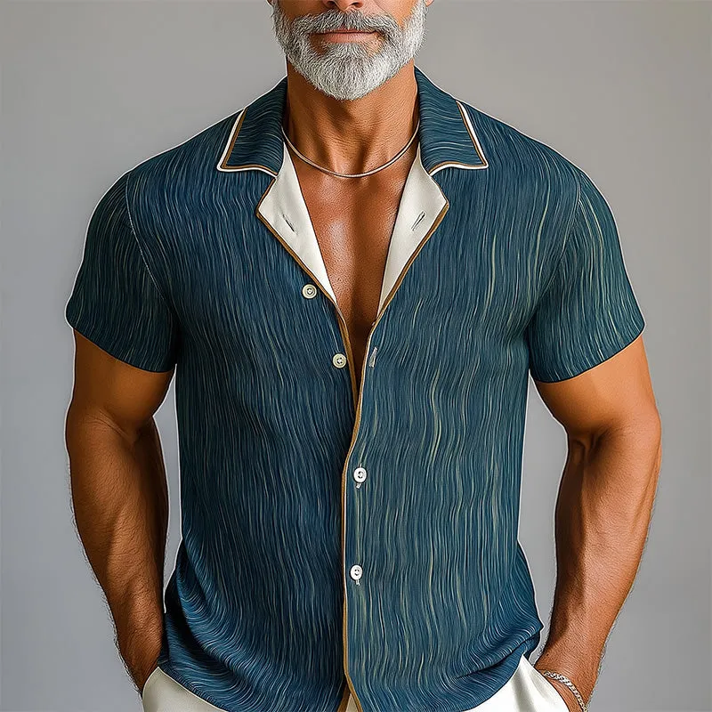 Men's Summer Cotton Blend Printed Short Sleeve Shirt MTA2990E6P sold by Manly product image thumbnail 2