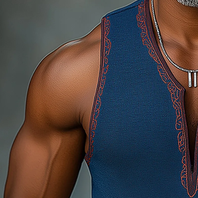 Men's Summer Casual Contrast Embroidery Knitted Tank Top MTA2932E2P sold by Manly product image thumbnail 3