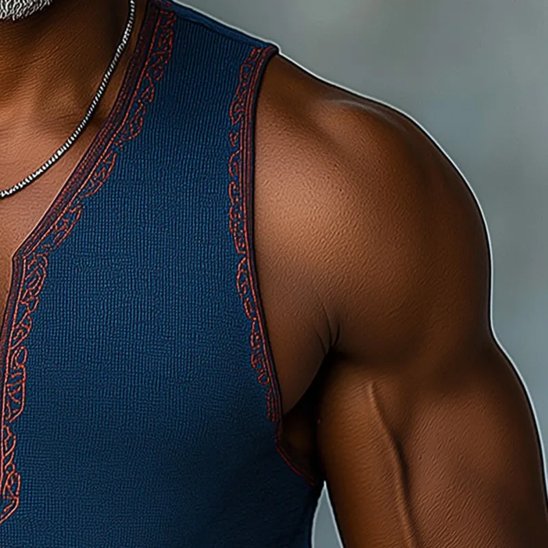 Men's Summer Casual Contrast Embroidery Knitted Tank Top MTA2932E2P sold by Manly product image thumbnail 4