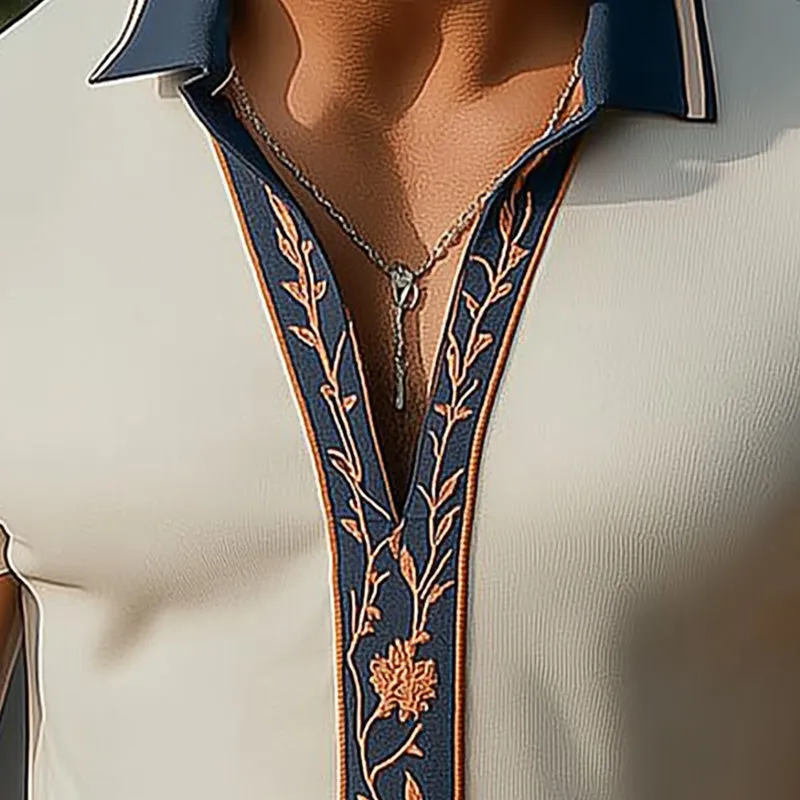 Men's Summer Contrast Embroidery Knitted Short Sleeve Polo Shirt MTA2966E3P sold by Manly product image thumbnail 3