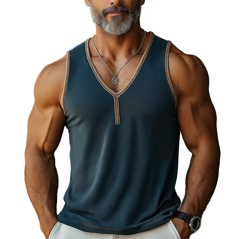 Men's Summer Simple Zipper Knit Tank Top MTA2913E9P sold by Manly