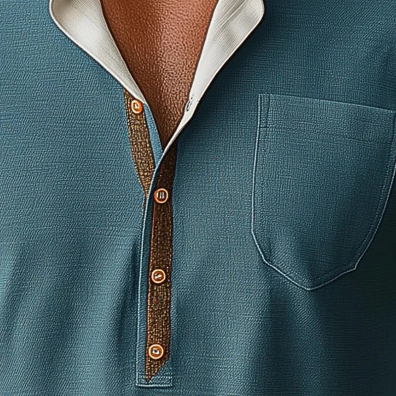 Men's Summer Simple Linen Short-sleeved Polo Shirt MTA2928E3P sold by Manly product image thumbnail 3