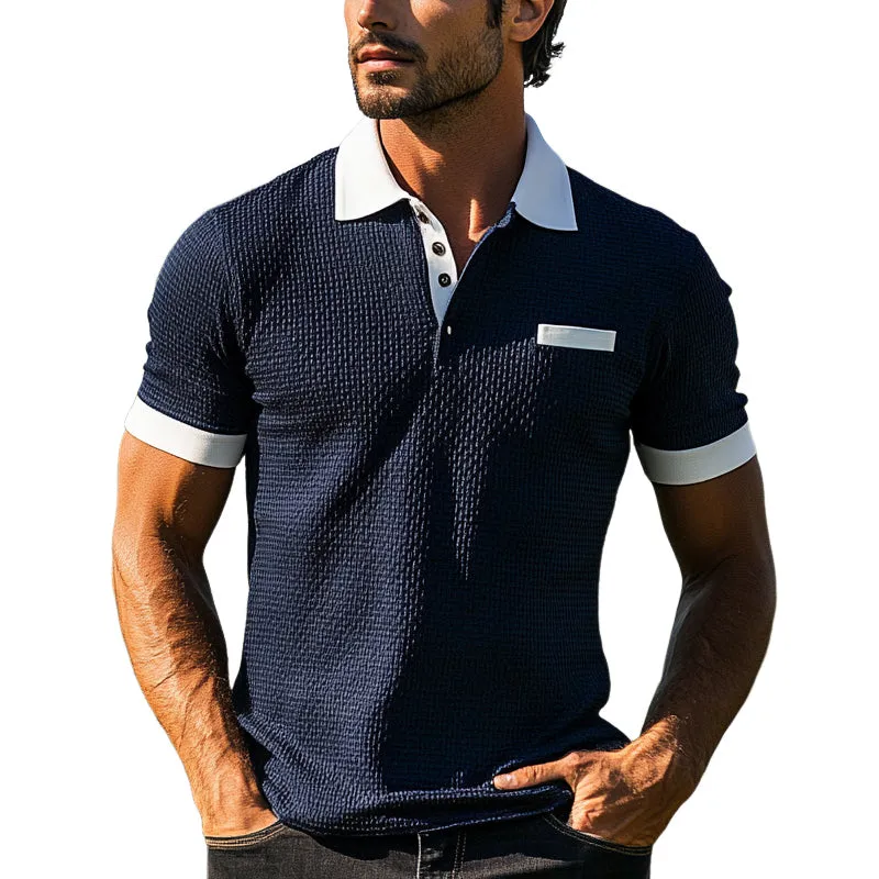 Men's Contrast Color Casual Short-Sleeved Polo Shirt MTA2932E1X sold by Manly