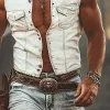 Men's Western Cowboy Style Lapel Solid Color Denim Vest MTA2743E9X sold by Manly
