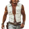 Men's Western Cowboy Style Lapel Solid Color Denim Vest MTA2743E9X sold by Manly