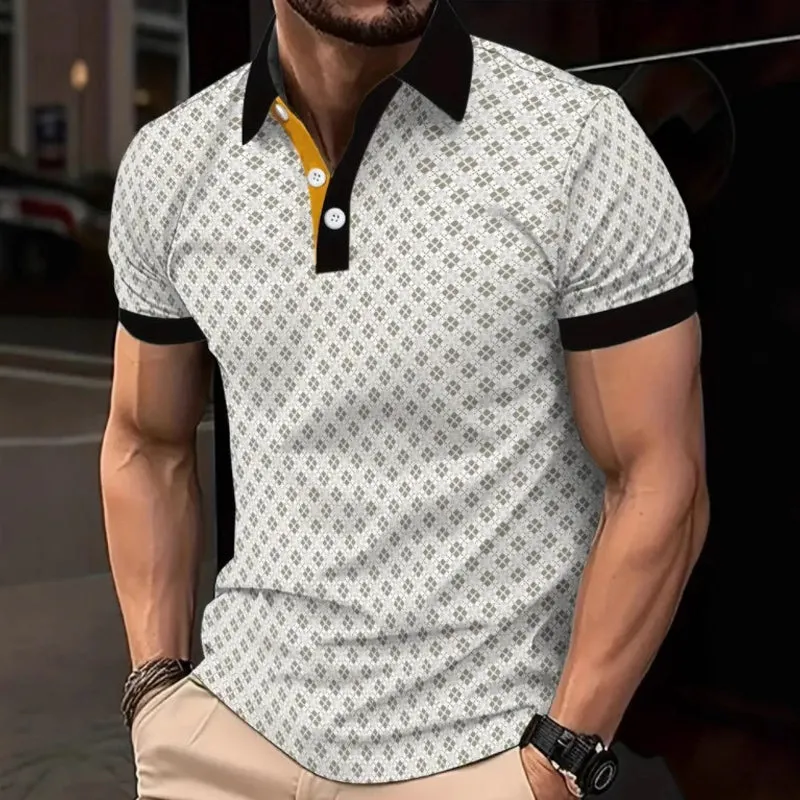 Men's Summer Business Print Three-Button POLO T-Shirt MTA2997E1U sold by Manly product image thumbnail 5