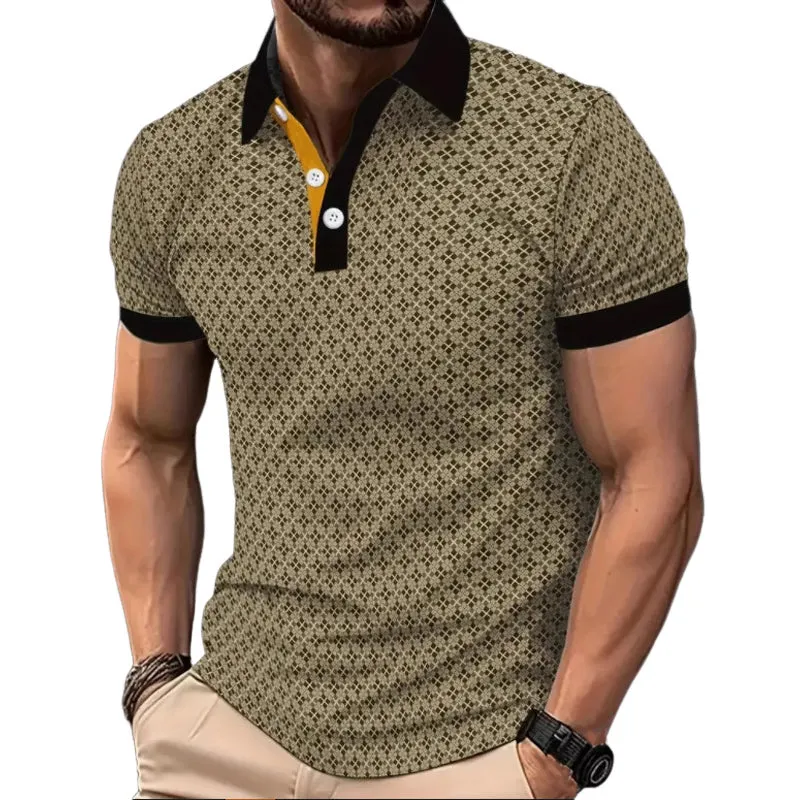 Men's Summer Business Print Three-Button POLO T-Shirt MTA2997E1U sold by Manly