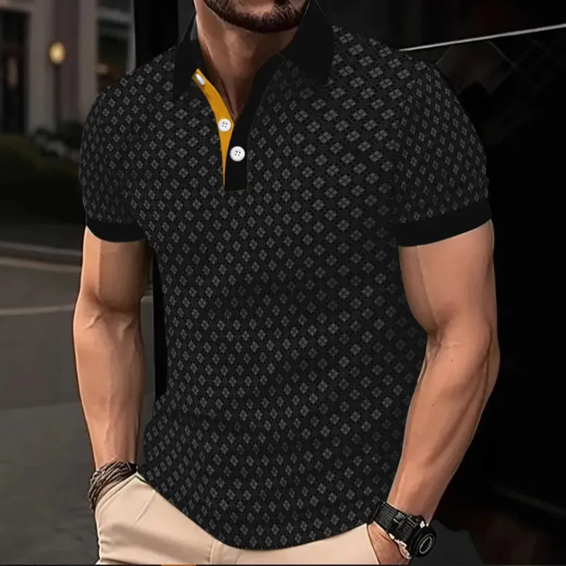 Men's Summer Business Print Three-Button POLO T-Shirt MTA2997E1U sold by Manly product image thumbnail 3