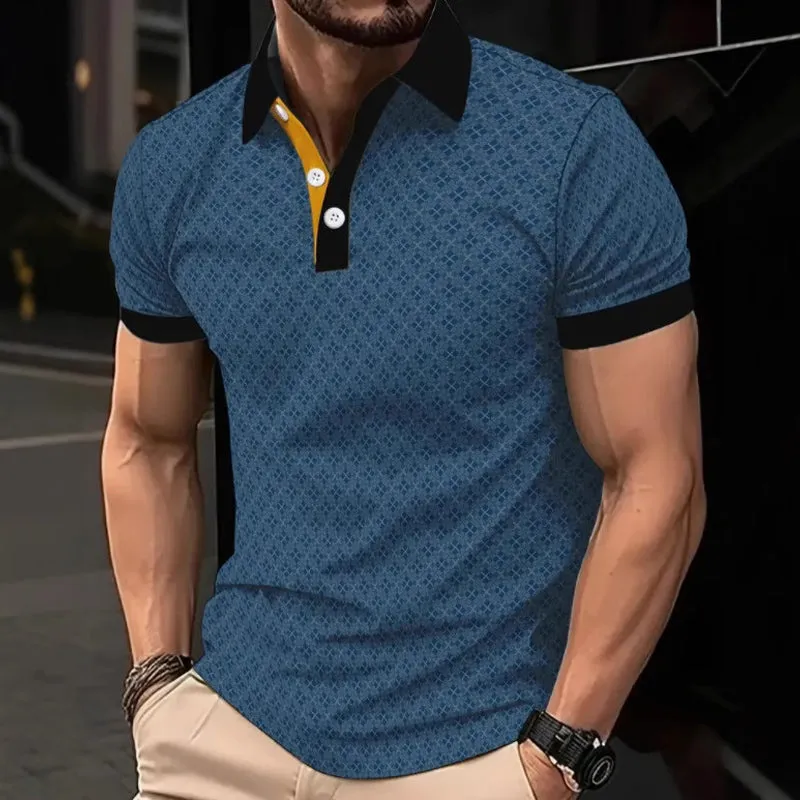 Men's Summer Business Print Three-Button POLO T-Shirt MTA2997E1U sold by Manly product image thumbnail 4