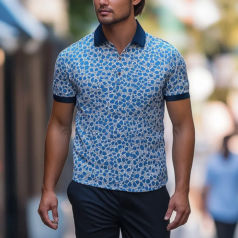 Men's Summer Fashion Printed Blended Short Sleeve Polo Shirt MTA2810E3P sold by Manly product image thumbnail 2