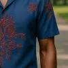 Men's Summer Ethnic Linen Embroidered Short Sleeve Shirt MTA2861E3P sold by Manly