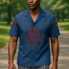 Men's Summer Ethnic Linen Embroidered Short Sleeve Shirt MTA2861E3P sold by Manly