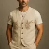 Men's Summer Fashion Linen Embroidered Vest MTA2892E7P sold by Manly