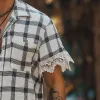 Men's Summer Fashion Lace Patchwork Linen Short Sleeve Shirt MTA2824E0P sold by Manly