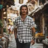 Men's Summer Fashion Lace Patchwork Linen Short Sleeve Shirt MTA2824E0P sold by Manly