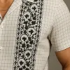 Men's Summer Fashion Embroidered Check Linen Short Sleeve Shirt MTA2813E3P sold by Manly