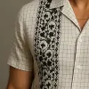 Men's Summer Fashion Embroidered Check Linen Short Sleeve Shirt MTA2813E3P sold by Manly