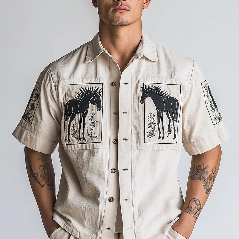 Men's Summer Fashion Printed Thin Denim Short Sleeve Shirt MTA2819E0P sold by Manly product image thumbnail 2