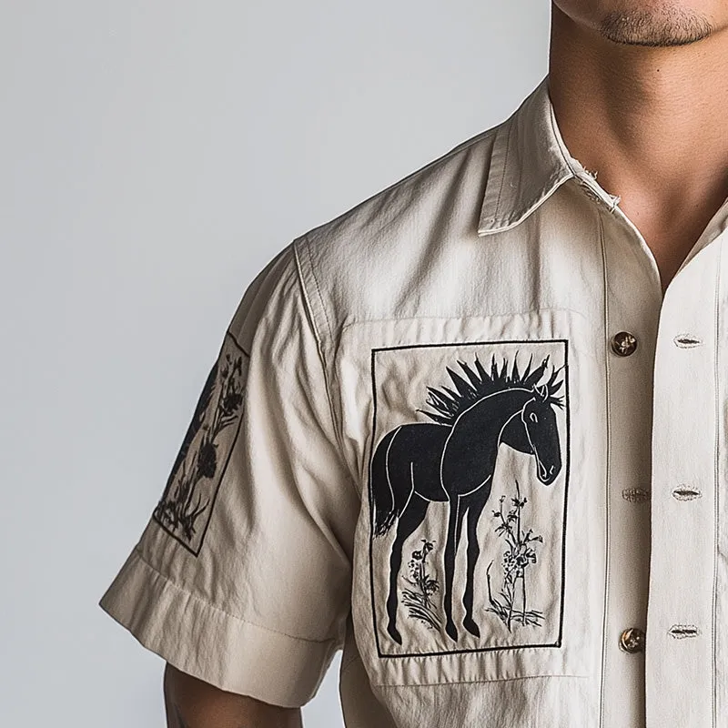 Men's Summer Fashion Printed Thin Denim Short Sleeve Shirt MTA2819E0P sold by Manly product image thumbnail 3