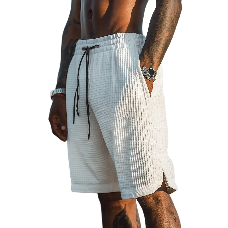 Men's Summer Classic Fashion Casual Tough Style Waffle Elastic Waist Shorts  MTA2892E6K sold by Manly