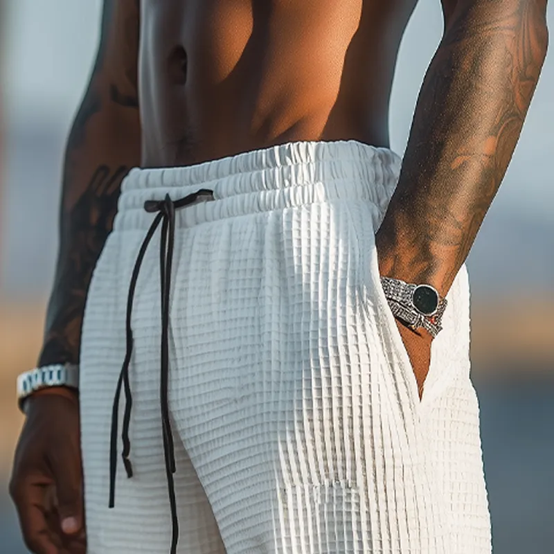 Men's Summer Classic Fashion Casual Tough Style Waffle Elastic Waist Shorts MTA2892E6K sold by Manly product image thumbnail 3