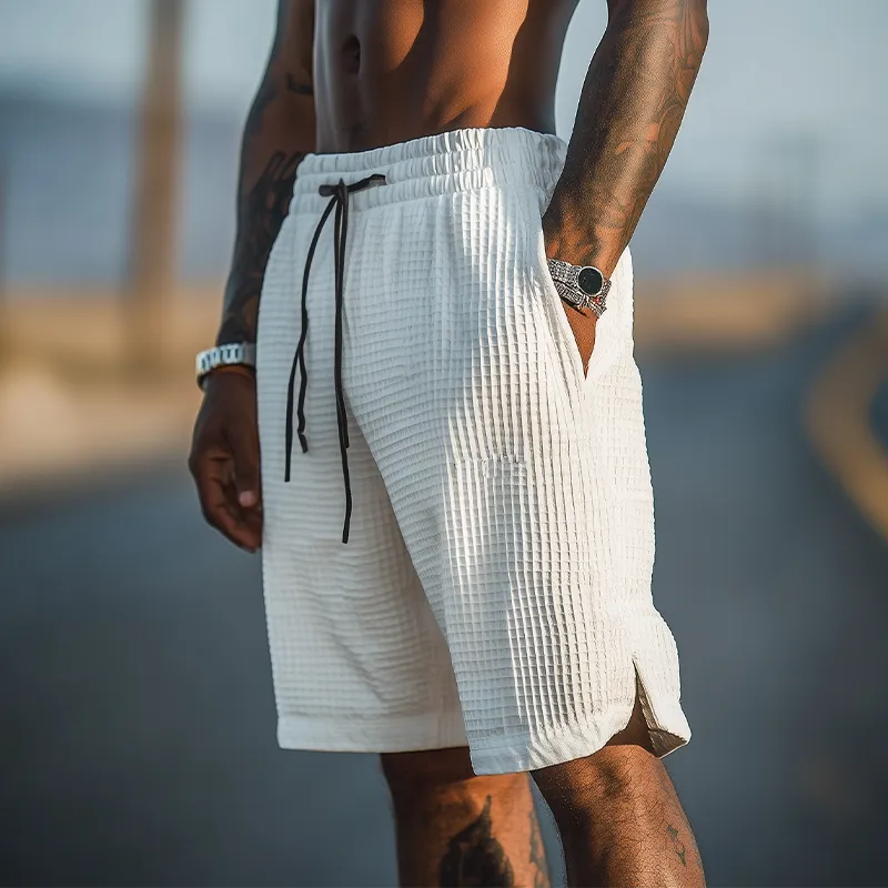 Men's Summer Classic Fashion Casual Tough Style Waffle Elastic Waist Shorts MTA2892E6K sold by Manly product image thumbnail 2