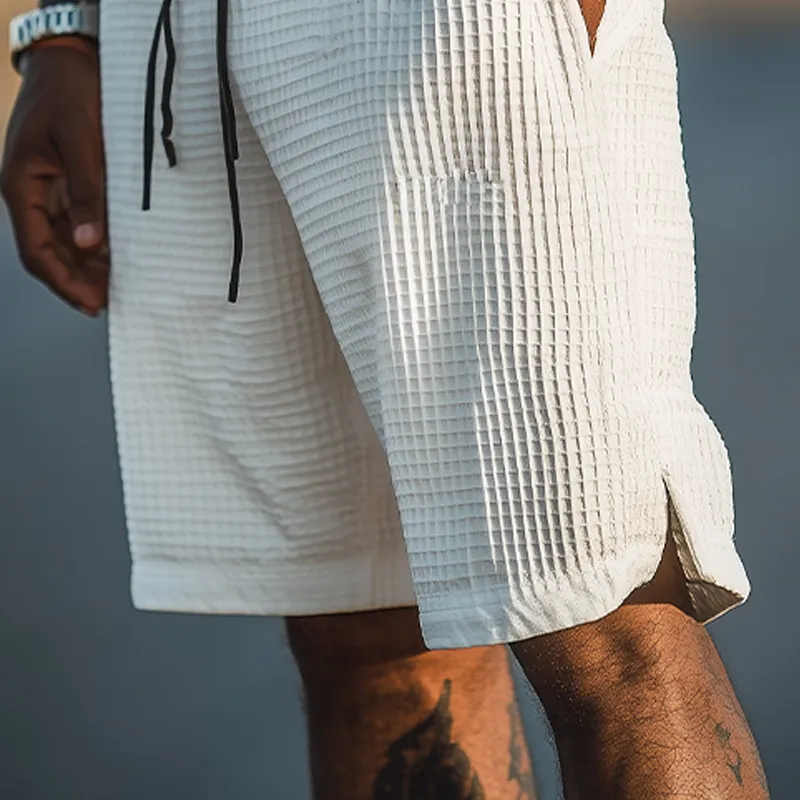 Men's Summer Classic Fashion Casual Tough Style Waffle Elastic Waist Shorts MTA2892E6K sold by Manly product image thumbnail 4