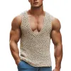 Men's Summer Breathable Hollow Deep V Neck Knitted Tank Top MTA2834E4U sold by Manly