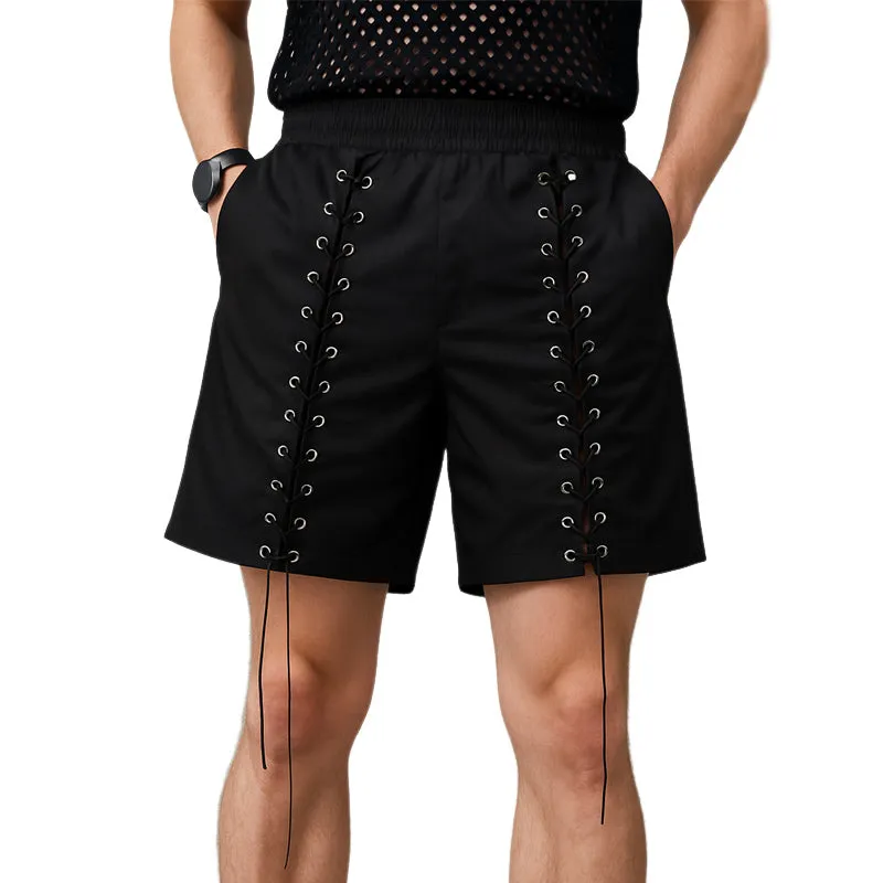 Men's Summer Fashion Casual Black Lace-Up Shorts MTA2870E1U sold by Manly