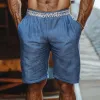 Men's Summer Classic Casual Cotton And Linen Waist Printed Elastic Waist Shorts MTA3007E8K sold by Manly