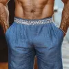 Men's Summer Classic Casual Cotton And Linen Waist Printed Elastic Waist Shorts MTA3007E8K sold by Manly