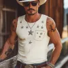 Men's Summer Star Embroidered Crew Neck Tank Top MTA2961E7U sold by Manly