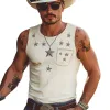 Men's Summer Star Embroidered Crew Neck Tank Top MTA2961E7U sold by Manly