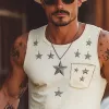 Men's Summer Star Embroidered Crew Neck Tank Top MTA2961E7U sold by Manly