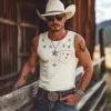 Men's Summer Star Embroidered Crew Neck Tank Top MTA2961E7U sold by Manly