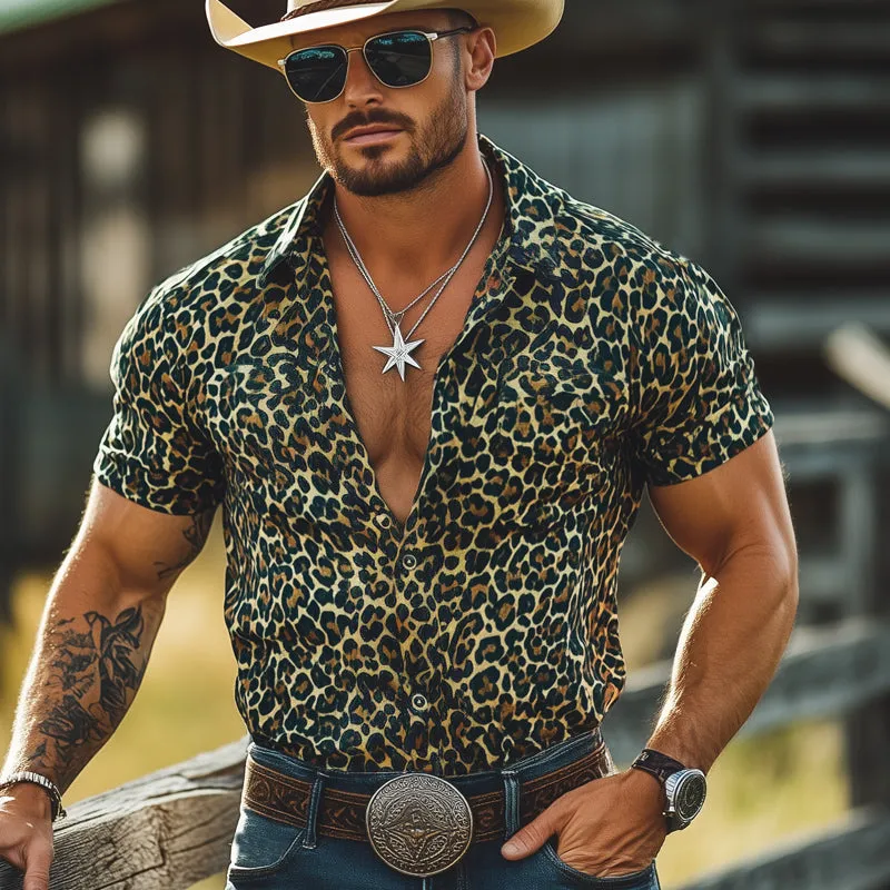 Men's Summer Retro Leopard Print Short Sleeve Shirt MTA3081E4U sold by Manly product image thumbnail 2