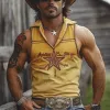 Men's Summer V-neck Vintage Embroidered Tank Top MTA2960E6U sold by Manly