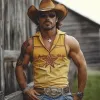 Men's Summer V-neck Vintage Embroidered Tank Top MTA2960E6U sold by Manly