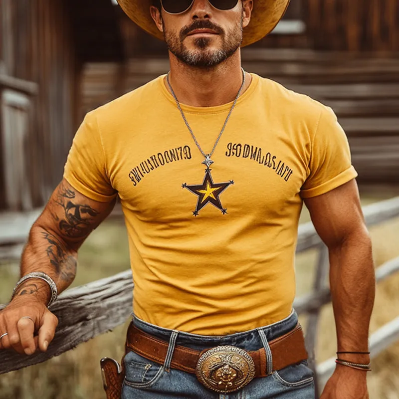 Men's Summer Embroidered Round Neck Cotton Short Sleeve T-Shirt MTA2968E5U sold by Manly product image thumbnail 2